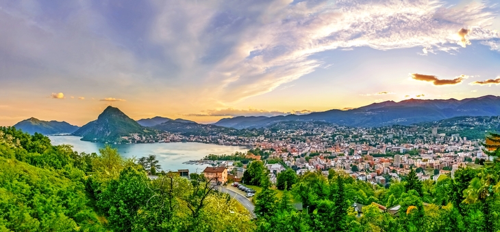 Lugano mit Blick auf den See