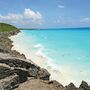 tropical carabian beach with blue water, tulum, mexico